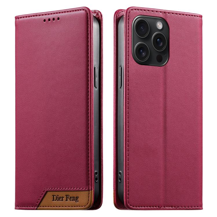 เคสโทรศัพท์หนังวีแกนแม่เหล็ก RFID แบบต่อผ้ารวม Dierfeng สำหรับ iPhone 16, สำหรับ iPhone 15 Pro Max, สำหรับ iPhone 15 Pro, สำหรับ iPhone 15 Plus, สำหรับ iPhone 15, สำหรับ iPhone 14 Plus, สำหรับ iPhone 14 / 13, สำหรับ iPhone 14 Pro