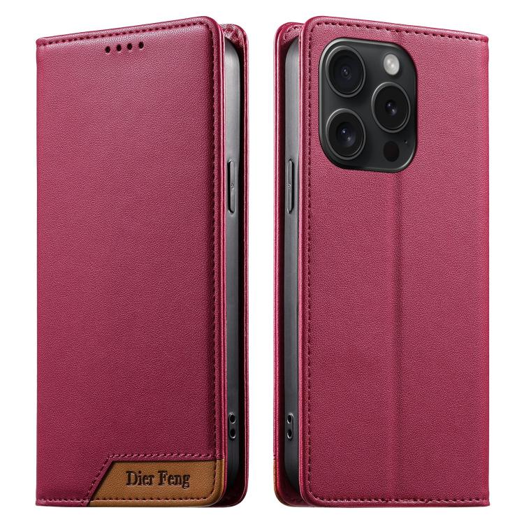 เคสโทรศัพท์หนังวีแกนแม่เหล็ก RFID แบบต่อผ้ารวม Dierfeng สำหรับ iPhone 16, สำหรับ iPhone 15 Pro Max, สำหรับ iPhone 15 Pro, สำหรับ iPhone 15 Plus, สำหรับ iPhone 15, สำหรับ iPhone 14 Plus, สำหรับ iPhone 14 / 13, สำหรับ iPhone 14 Pro