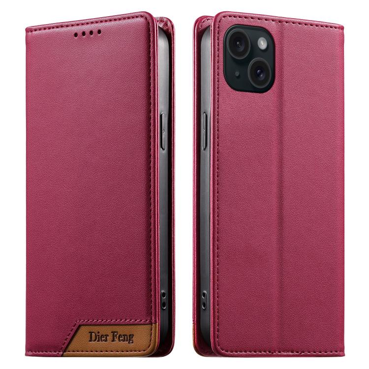 เคสโทรศัพท์หนังวีแกนแม่เหล็ก RFID แบบต่อผ้ารวม Dierfeng สำหรับ iPhone 16, สำหรับ iPhone 15 Pro Max, สำหรับ iPhone 15 Pro, สำหรับ iPhone 15 Plus, สำหรับ iPhone 15, สำหรับ iPhone 14 Plus, สำหรับ iPhone 14 / 13, สำหรับ iPhone 14 Pro