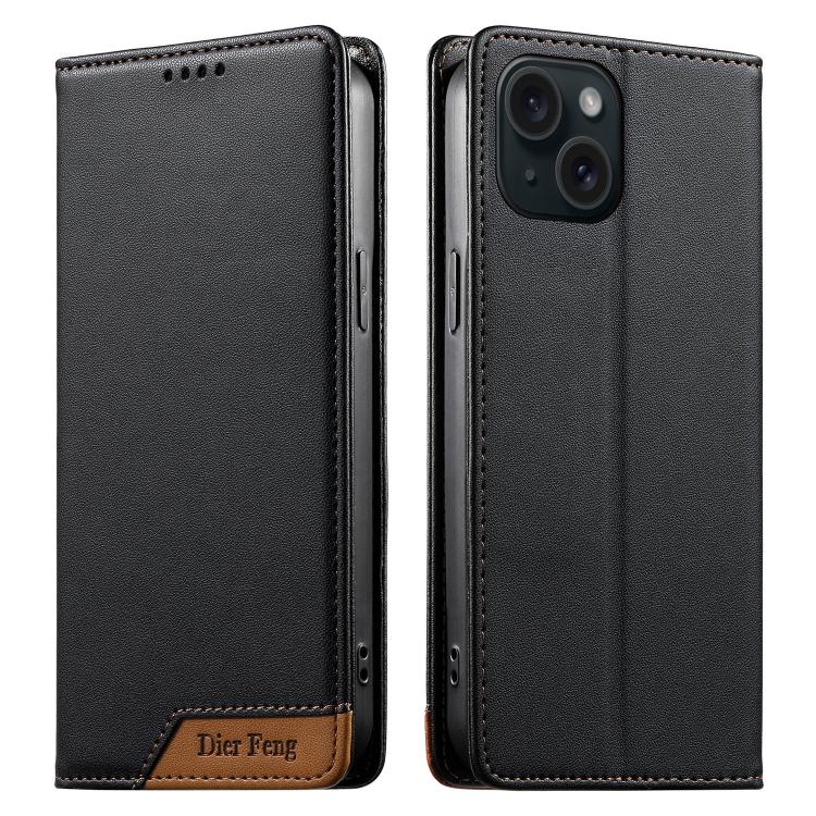 เคสโทรศัพท์หนังวีแกนแม่เหล็ก RFID แบบต่อผ้ารวม Dierfeng สำหรับ iPhone 16, สำหรับ iPhone 15 Pro Max, สำหรับ iPhone 15 Pro, สำหรับ iPhone 15 Plus, สำหรับ iPhone 15, สำหรับ iPhone 14 Plus, สำหรับ iPhone 14 / 13, สำหรับ iPhone 14 Pro