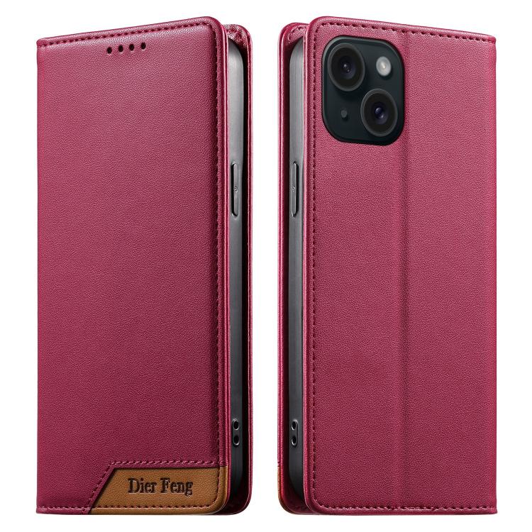 เคสโทรศัพท์หนังวีแกนแม่เหล็ก RFID แบบต่อผ้ารวม Dierfeng สำหรับ iPhone 16, สำหรับ iPhone 15 Pro Max, สำหรับ iPhone 15 Pro, สำหรับ iPhone 15 Plus, สำหรับ iPhone 15, สำหรับ iPhone 14 Plus, สำหรับ iPhone 14 / 13, สำหรับ iPhone 14 Pro