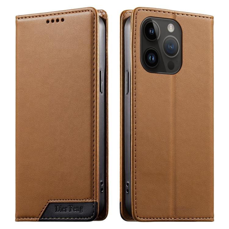 เคสโทรศัพท์หนังวีแกนแม่เหล็ก RFID แบบต่อผ้ารวม Dierfeng สำหรับ iPhone 16, สำหรับ iPhone 15 Pro Max, สำหรับ iPhone 15 Pro, สำหรับ iPhone 15 Plus, สำหรับ iPhone 15, สำหรับ iPhone 14 Plus, สำหรับ iPhone 14 / 13, สำหรับ iPhone 14 Pro