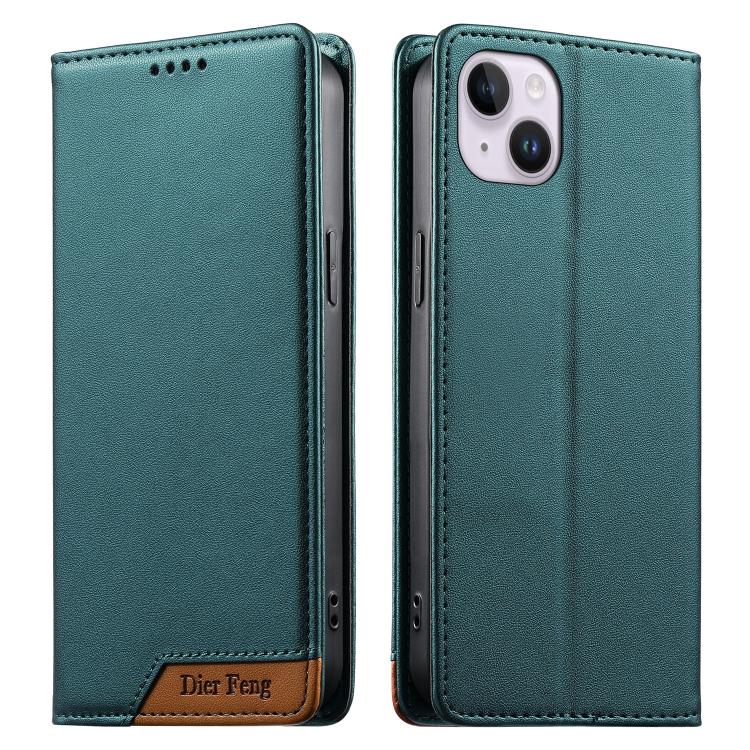เคสโทรศัพท์หนังวีแกนแม่เหล็ก RFID แบบต่อผ้ารวม Dierfeng สำหรับ iPhone 16, สำหรับ iPhone 15 Pro Max, สำหรับ iPhone 15 Pro, สำหรับ iPhone 15 Plus, สำหรับ iPhone 15, สำหรับ iPhone 14 Plus, สำหรับ iPhone 14 / 13, สำหรับ iPhone 14 Pro
