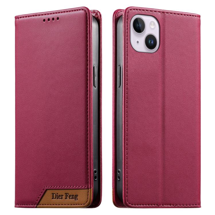 เคสโทรศัพท์หนังวีแกนแม่เหล็ก RFID แบบต่อผ้ารวม Dierfeng สำหรับ iPhone 16, สำหรับ iPhone 15 Pro Max, สำหรับ iPhone 15 Pro, สำหรับ iPhone 15 Plus, สำหรับ iPhone 15, สำหรับ iPhone 14 Plus, สำหรับ iPhone 14 / 13, สำหรับ iPhone 14 Pro