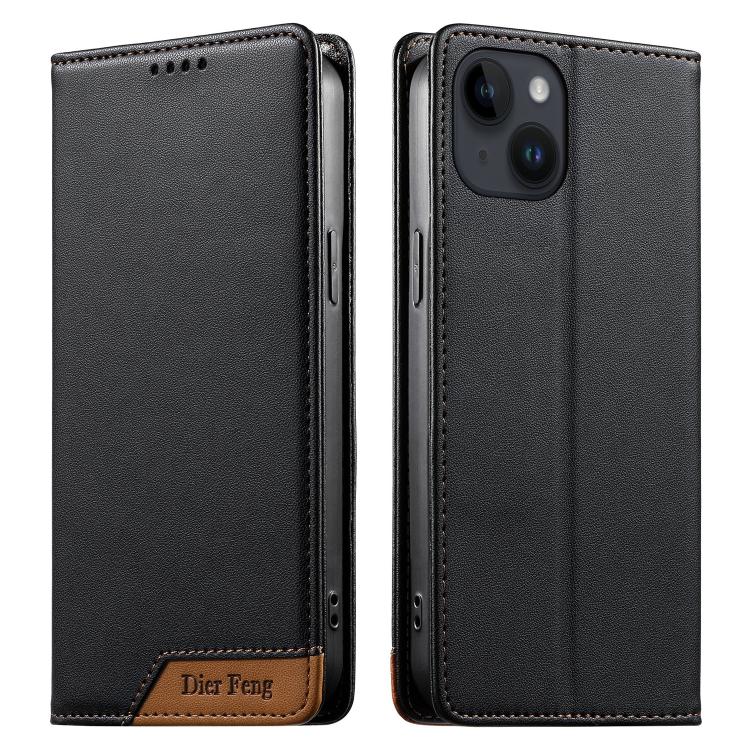 เคสโทรศัพท์หนังวีแกนแม่เหล็ก RFID แบบต่อผ้ารวม Dierfeng สำหรับ iPhone 16, สำหรับ iPhone 15 Pro Max, สำหรับ iPhone 15 Pro, สำหรับ iPhone 15 Plus, สำหรับ iPhone 15, สำหรับ iPhone 14 Plus, สำหรับ iPhone 14 / 13, สำหรับ iPhone 14 Pro