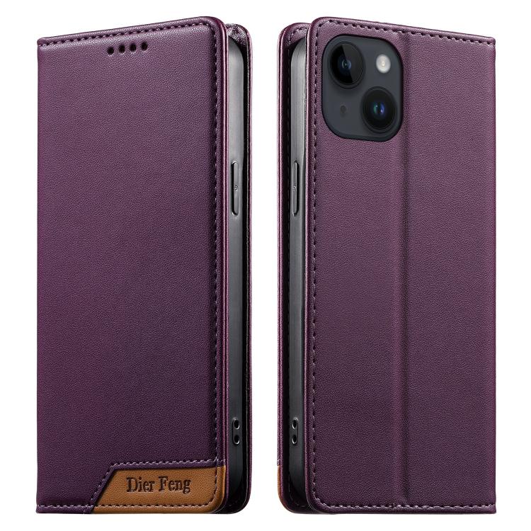 เคสโทรศัพท์หนังวีแกนแม่เหล็ก RFID แบบต่อผ้ารวม Dierfeng สำหรับ iPhone 16, สำหรับ iPhone 15 Pro Max, สำหรับ iPhone 15 Pro, สำหรับ iPhone 15 Plus, สำหรับ iPhone 15, สำหรับ iPhone 14 Plus, สำหรับ iPhone 14 / 13, สำหรับ iPhone 14 Pro