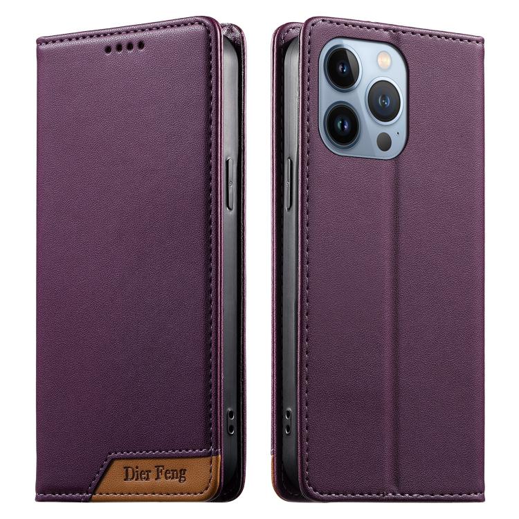 เคสโทรศัพท์หนังวีแกน Dierfeng แบบต่อแม่เหล็กแรงสูง RFID สำหรับ iPhone 14 Pro Max, iPhone SE 2022 / SE 2020 / 8 / 7, iPhone 13 Pro Max, iPhone 13 Pro, iPhone 13 mini, iPhone 12 / 12 Pro, iPhone 12 Pro Max, iPhone 12 mini