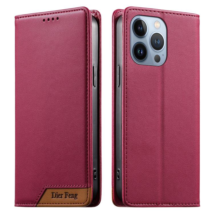 เคสโทรศัพท์หนังวีแกน Dierfeng แบบต่อแม่เหล็กแรงสูง RFID สำหรับ iPhone 14 Pro Max, iPhone SE 2022 / SE 2020 / 8 / 7, iPhone 13 Pro Max, iPhone 13 Pro, iPhone 13 mini, iPhone 12 / 12 Pro, iPhone 12 Pro Max, iPhone 12 mini