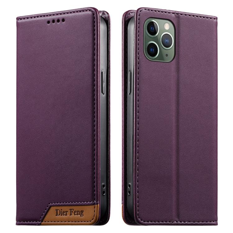 เคสโทรศัพท์หนังวีแกน Dierfeng แบบต่อแม่เหล็กแรงสูง RFID สำหรับ iPhone 11 Pro Max, iPhone 11, iPhone 11 Pro, iPhone X / XS, iPhone XR, iPhone XS Max, iPhone 8 Plus / 7 Plus
