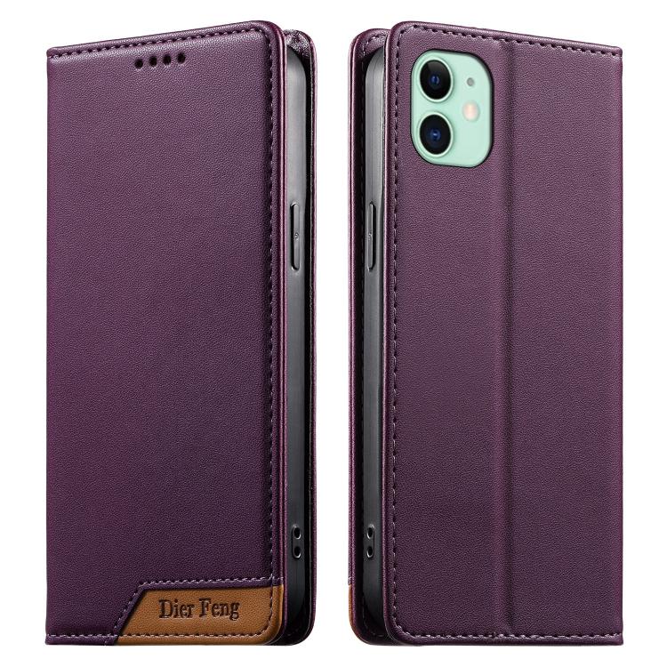 เคสโทรศัพท์หนังวีแกน Dierfeng แบบต่อแม่เหล็กแรงสูง RFID สำหรับ iPhone 11 Pro Max, iPhone 11, iPhone 11 Pro, iPhone X / XS, iPhone XR, iPhone XS Max, iPhone 8 Plus / 7 Plus