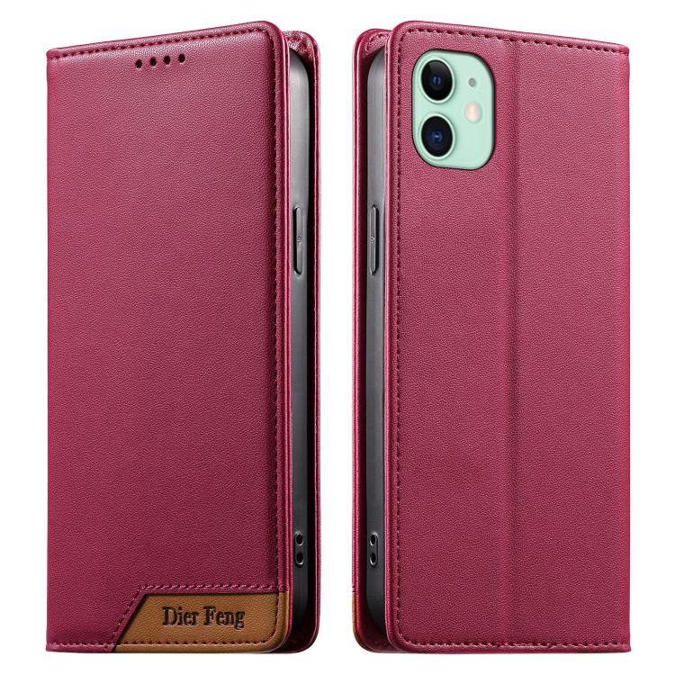 เคสโทรศัพท์หนังวีแกน Dierfeng แบบต่อแม่เหล็กแรงสูง RFID สำหรับ iPhone 11 Pro Max, iPhone 11, iPhone 11 Pro, iPhone X / XS, iPhone XR, iPhone XS Max, iPhone 8 Plus / 7 Plus