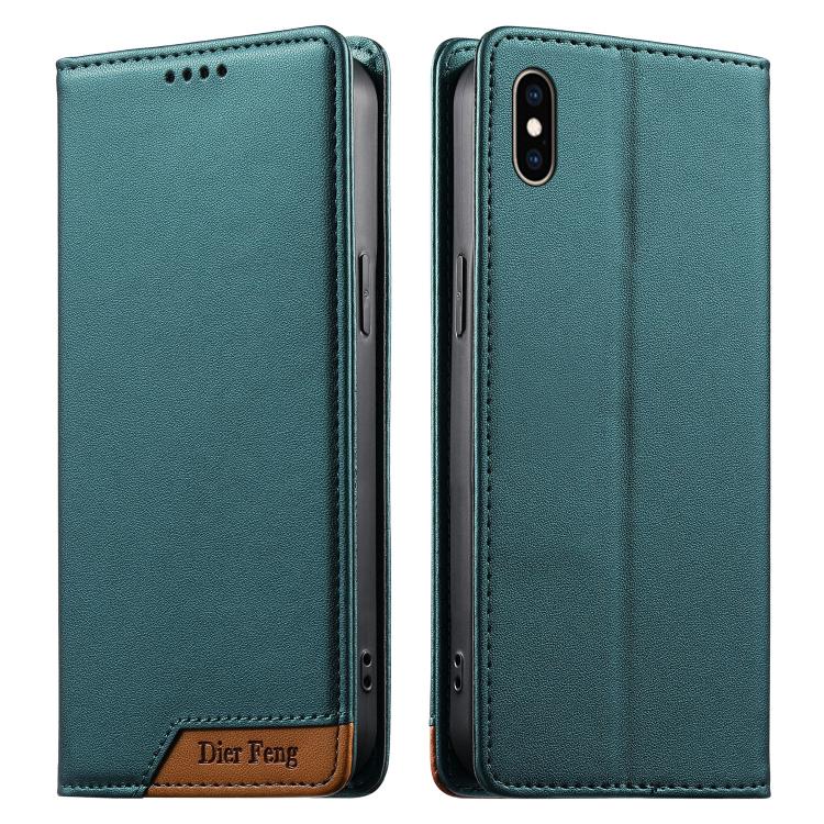 เคสโทรศัพท์หนังวีแกน Dierfeng แบบต่อแม่เหล็กแรงสูง RFID สำหรับ iPhone 11 Pro Max, iPhone 11, iPhone 11 Pro, iPhone X / XS, iPhone XR, iPhone XS Max, iPhone 8 Plus / 7 Plus