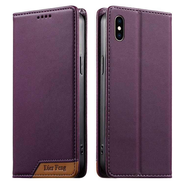 เคสโทรศัพท์หนังวีแกน Dierfeng แบบต่อแม่เหล็กแรงสูง RFID สำหรับ iPhone 11 Pro Max, iPhone 11, iPhone 11 Pro, iPhone X / XS, iPhone XR, iPhone XS Max, iPhone 8 Plus / 7 Plus