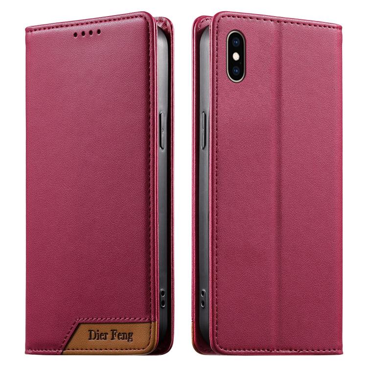 เคสโทรศัพท์หนังวีแกน Dierfeng แบบต่อแม่เหล็กแรงสูง RFID สำหรับ iPhone 11 Pro Max, iPhone 11, iPhone 11 Pro, iPhone X / XS, iPhone XR, iPhone XS Max, iPhone 8 Plus / 7 Plus