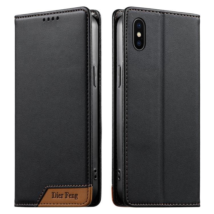 เคสโทรศัพท์หนังวีแกน Dierfeng แบบต่อแม่เหล็กแรงสูง RFID สำหรับ iPhone 11 Pro Max, iPhone 11, iPhone 11 Pro, iPhone X / XS, iPhone XR, iPhone XS Max, iPhone 8 Plus / 7 Plus