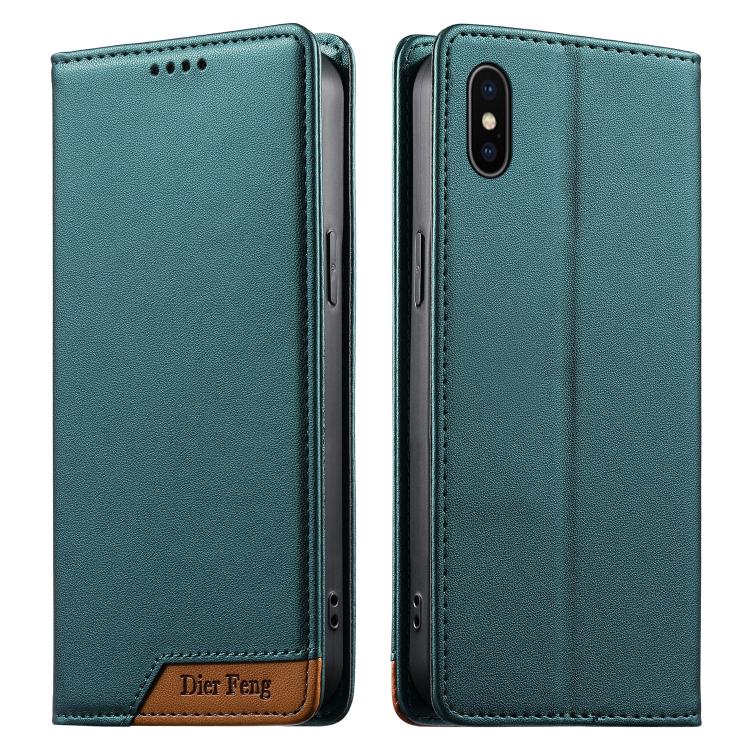 เคสโทรศัพท์หนังวีแกน Dierfeng แบบต่อแม่เหล็กแรงสูง RFID สำหรับ iPhone 11 Pro Max, iPhone 11, iPhone 11 Pro, iPhone X / XS, iPhone XR, iPhone XS Max, iPhone 8 Plus / 7 Plus