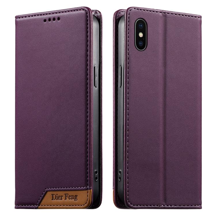 เคสโทรศัพท์หนังวีแกน Dierfeng แบบต่อแม่เหล็กแรงสูง RFID สำหรับ iPhone 11 Pro Max, iPhone 11, iPhone 11 Pro, iPhone X / XS, iPhone XR, iPhone XS Max, iPhone 8 Plus / 7 Plus