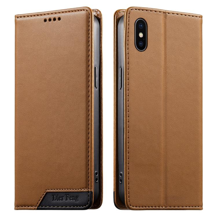 เคสโทรศัพท์หนังวีแกน Dierfeng แบบต่อแม่เหล็กแรงสูง RFID สำหรับ iPhone 11 Pro Max, iPhone 11, iPhone 11 Pro, iPhone X / XS, iPhone XR, iPhone XS Max, iPhone 8 Plus / 7 Plus
