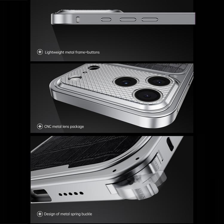 เคสโทรศัพท์โลหะแม่เหล็กลายหนังหรูพร้อมหัวเข็มขัดสปริง สำหรับ iPhone 17 Pro Max, สำหรับ iPhone 17 Pro
