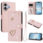 เคสโทรศัพท์หนังวีแกนสองชั้นลายหัวใจดอกไม้พร้อมสายคล้องข้อมือ ZS01, สำหรับ iPhone 17e / 16e, สำหรับ iPhone 17 Pro Max, สำหรับ iPhone 17 Pro, สำหรับ iPhone 17, สำหรับ iPhone Air, สำหรับ iPhone 16 Pro Max