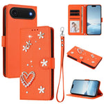 เคสโทรศัพท์หนังวีแกนสองชั้นลายหัวใจดอกไม้พร้อมสายคล้องข้อมือ ZS01, สำหรับ iPhone 17e / 16e, สำหรับ iPhone 17 Pro Max, สำหรับ iPhone 17 Pro, สำหรับ iPhone 17, สำหรับ iPhone Air, สำหรับ iPhone 16 Pro Max
