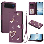 เคสโทรศัพท์หนังวีแกนสองชั้นลายหัวใจดอกไม้พร้อมสายคล้องข้อมือ ZS01, สำหรับ iPhone 17e / 16e, สำหรับ iPhone 17 Pro Max, สำหรับ iPhone 17 Pro, สำหรับ iPhone 17, สำหรับ iPhone Air, สำหรับ iPhone 16 Pro Max