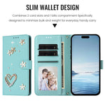 เคสโทรศัพท์หนังวีแกนลายหัวใจดอกไม้สองชั้น ZS01 พร้อมสายรัดข้อมือ สำหรับ iPhone 16 Pro, สำหรับ iPhone 16 Plus, สำหรับ iPhone 16, สำหรับ iPhone 15 Pro Max, สำหรับ iPhone 15 Pro, สำหรับ iPhone 15 Plus
