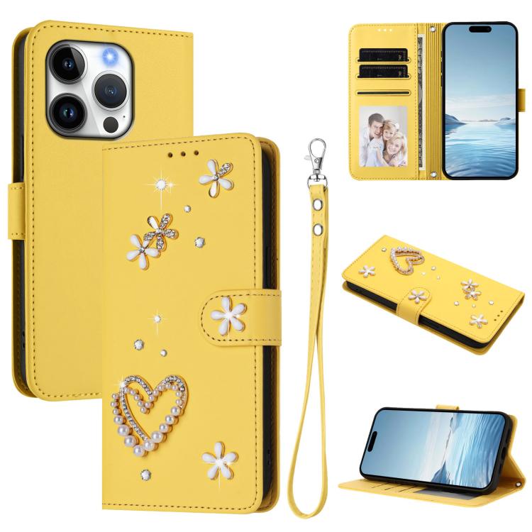 เคสโทรศัพท์หนังวีแกนลายหัวใจดอกไม้สองชั้น ZS01 พร้อมสายรัดข้อมือ สำหรับ iPhone 16 Pro, สำหรับ iPhone 16 Plus, สำหรับ iPhone 16, สำหรับ iPhone 15 Pro Max, สำหรับ iPhone 15 Pro, สำหรับ iPhone 15 Plus