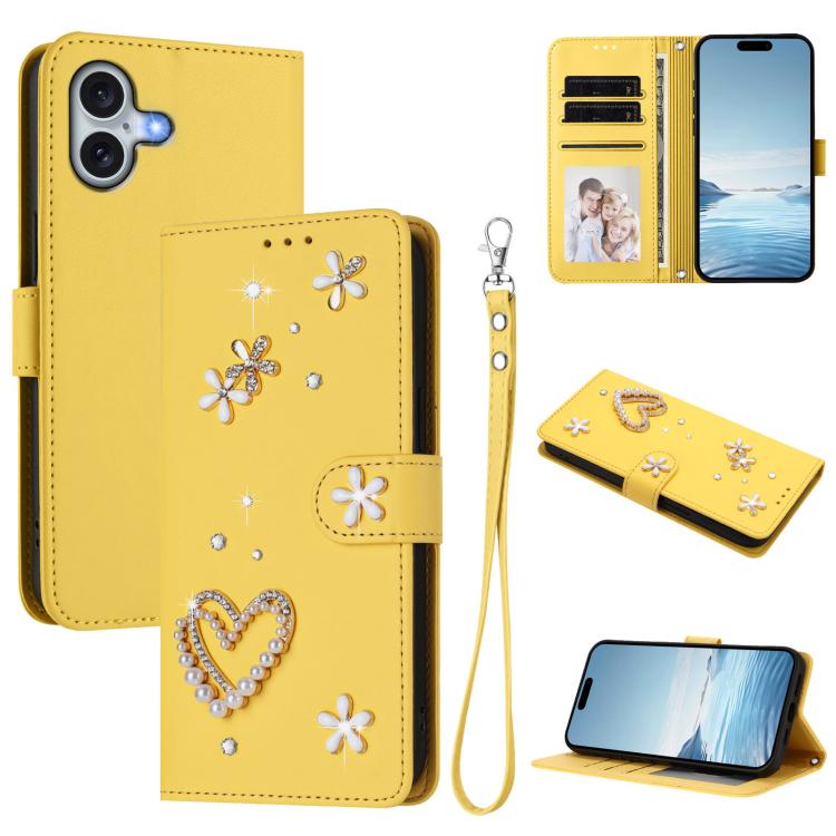 เคสโทรศัพท์หนังวีแกนลายหัวใจดอกไม้สองชั้น ZS01 พร้อมสายรัดข้อมือ สำหรับ iPhone 16 Pro, สำหรับ iPhone 16 Plus, สำหรับ iPhone 16, สำหรับ iPhone 15 Pro Max, สำหรับ iPhone 15 Pro, สำหรับ iPhone 15 Plus