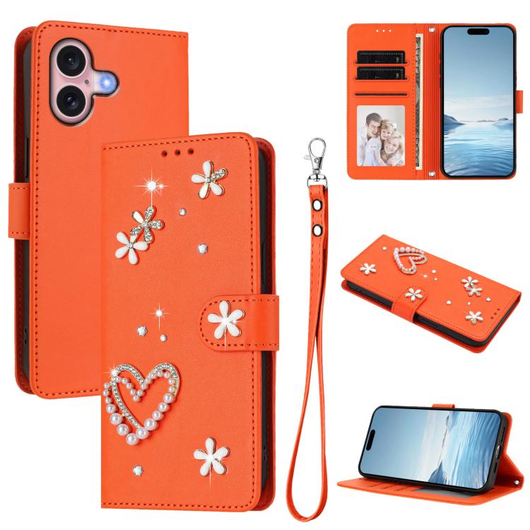 เคสโทรศัพท์หนังวีแกนลายหัวใจดอกไม้สองชั้น ZS01 พร้อมสายรัดข้อมือ สำหรับ iPhone 16 Pro, สำหรับ iPhone 16 Plus, สำหรับ iPhone 16, สำหรับ iPhone 15 Pro Max, สำหรับ iPhone 15 Pro, สำหรับ iPhone 15 Plus