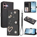 เคสโทรศัพท์หนังวีแกนลายหัวใจดอกไม้สองชั้น ZS01 พร้อมสายรัดข้อมือ สำหรับ iPhone 16 Pro, สำหรับ iPhone 16 Plus, สำหรับ iPhone 16, สำหรับ iPhone 15 Pro Max, สำหรับ iPhone 15 Pro, สำหรับ iPhone 15 Plus