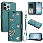 เคสโทรศัพท์หนังวีแกนลายหัวใจดอกไม้สองชั้น ZS01 พร้อมสายรัดข้อมือ สำหรับ iPhone 16 Pro, สำหรับ iPhone 16 Plus, สำหรับ iPhone 16, สำหรับ iPhone 15 Pro Max, สำหรับ iPhone 15 Pro, สำหรับ iPhone 15 Plus
