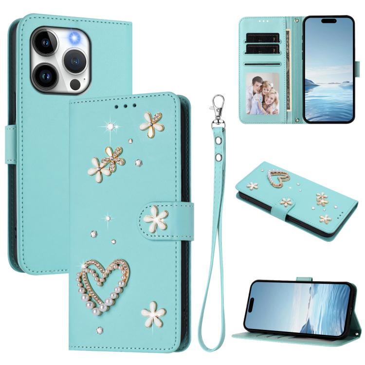 เคสโทรศัพท์หนังวีแกนลายหัวใจดอกไม้สองชั้น ZS01 พร้อมสายรัดข้อมือ สำหรับ iPhone 16 Pro, สำหรับ iPhone 16 Plus, สำหรับ iPhone 16, สำหรับ iPhone 15 Pro Max, สำหรับ iPhone 15 Pro, สำหรับ iPhone 15 Plus