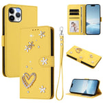 เคสโทรศัพท์หนังวีแกนสองชั้นลายหัวใจดอกไม้พร้อมสายคล้องข้อมือ ZS01, สำหรับ iPhone 13 Pro, สำหรับ iPhone 12 / 12 Pro, สำหรับ iPhone 12 Pro Max, สำหรับ iPhone 11 Pro Max, สำหรับ iPhone 11, สำหรับ iPhone 11 Pro