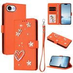 เคสโทรศัพท์หนังวีแกนสองชั้นลายหัวใจดอกไม้พร้อมสายคล้องข้อมือ ZS01, สำหรับ iPhone 17e / 16e, สำหรับ iPhone 17 Pro Max, สำหรับ iPhone 17 Pro, สำหรับ iPhone 17, สำหรับ iPhone Air, สำหรับ iPhone 16 Pro Max
