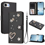 เคสโทรศัพท์หนังวีแกนสองชั้นลายหัวใจดอกไม้พร้อมสายคล้องข้อมือ ZS01, สำหรับ iPhone 17e / 16e, สำหรับ iPhone 17 Pro Max, สำหรับ iPhone 17 Pro, สำหรับ iPhone 17, สำหรับ iPhone Air, สำหรับ iPhone 16 Pro Max