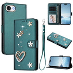 เคสโทรศัพท์หนังวีแกนสองชั้นลายหัวใจดอกไม้พร้อมสายคล้องข้อมือ ZS01, สำหรับ iPhone 17e / 16e, สำหรับ iPhone 17 Pro Max, สำหรับ iPhone 17 Pro, สำหรับ iPhone 17, สำหรับ iPhone Air, สำหรับ iPhone 16 Pro Max