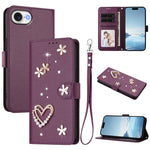 เคสโทรศัพท์หนังวีแกนสองชั้นลายหัวใจดอกไม้พร้อมสายคล้องข้อมือ ZS01, สำหรับ iPhone 17e / 16e, สำหรับ iPhone 17 Pro Max, สำหรับ iPhone 17 Pro, สำหรับ iPhone 17, สำหรับ iPhone Air, สำหรับ iPhone 16 Pro Max