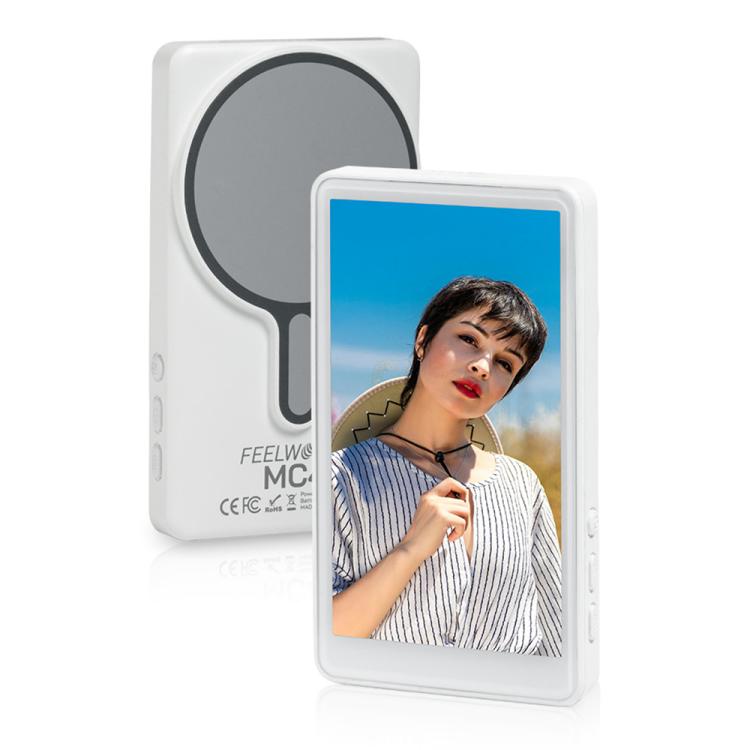 FEELWORLD MC4 จอแสดงผลเซลฟี่สำหรับถ่ายวิดีโอบล็อกและไลฟ์สตรีม เชื่อมต่อไร้สายด้วยแม่เหล็ก พร้อมรีโมทคอนโทรล