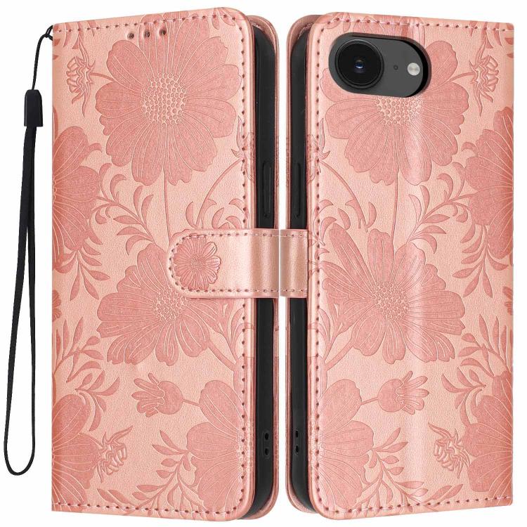 เคสโทรศัพท์หนังมังสวิรัติปั๊มลายดอกทานตะวันพร้อมเชือกสีดำเล็ก สำหรับ iPhone 16e / 17e, สำหรับ iPhone 17 Pro Max, สำหรับ iPhone 17 Pro, สำหรับ iPhone 17, สำหรับ iPhone Air, สำหรับ iPhone 16 Pro Max, สำหรับ iPhone 16 Pro, สำหรับ iPhone 16 Plus