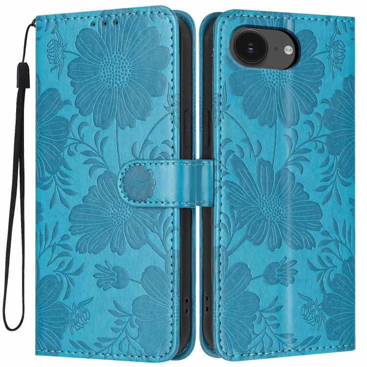 เคสโทรศัพท์หนังมังสวิรัติปั๊มลายดอกทานตะวันพร้อมเชือกสีดำเล็ก สำหรับ iPhone 16e / 17e, สำหรับ iPhone 17 Pro Max, สำหรับ iPhone 17 Pro, สำหรับ iPhone 17, สำหรับ iPhone Air, สำหรับ iPhone 16 Pro Max, สำหรับ iPhone 16 Pro, สำหรับ iPhone 16 Plus