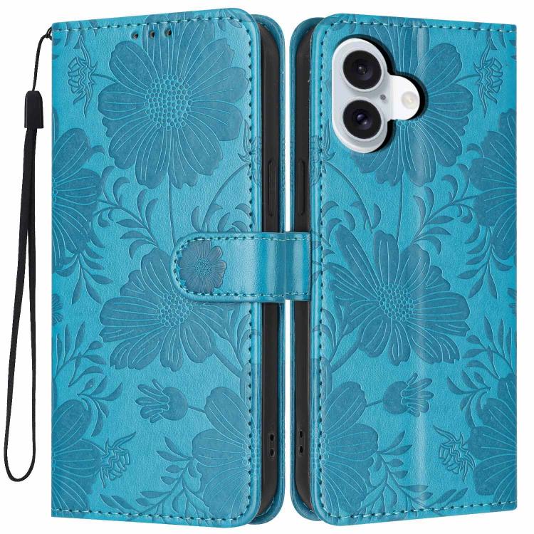 เคสโทรศัพท์หนังมังสวิรัติปั๊มลายดอกทานตะวันพร้อมเชือกสีดำเล็ก สำหรับ iPhone 16e / 17e, สำหรับ iPhone 17 Pro Max, สำหรับ iPhone 17 Pro, สำหรับ iPhone 17, สำหรับ iPhone Air, สำหรับ iPhone 16 Pro Max, สำหรับ iPhone 16 Pro, สำหรับ iPhone 16 Plus