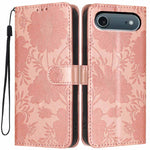เคสโทรศัพท์หนังมังสวิรัติปั๊มลายดอกทานตะวันพร้อมเชือกสีดำเล็ก สำหรับ iPhone 16e / 17e, สำหรับ iPhone 17 Pro Max, สำหรับ iPhone 17 Pro, สำหรับ iPhone 17, สำหรับ iPhone Air, สำหรับ iPhone 16 Pro Max, สำหรับ iPhone 16 Pro, สำหรับ iPhone 16 Plus