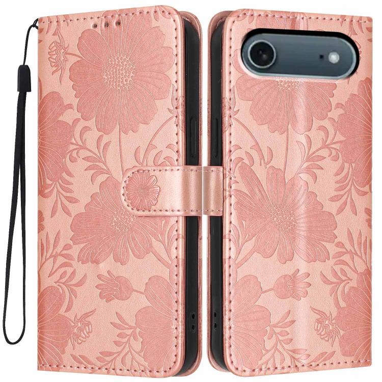 เคสโทรศัพท์หนังมังสวิรัติปั๊มลายดอกทานตะวันพร้อมเชือกสีดำเล็ก สำหรับ iPhone 16e / 17e, สำหรับ iPhone 17 Pro Max, สำหรับ iPhone 17 Pro, สำหรับ iPhone 17, สำหรับ iPhone Air, สำหรับ iPhone 16 Pro Max, สำหรับ iPhone 16 Pro, สำหรับ iPhone 16 Plus