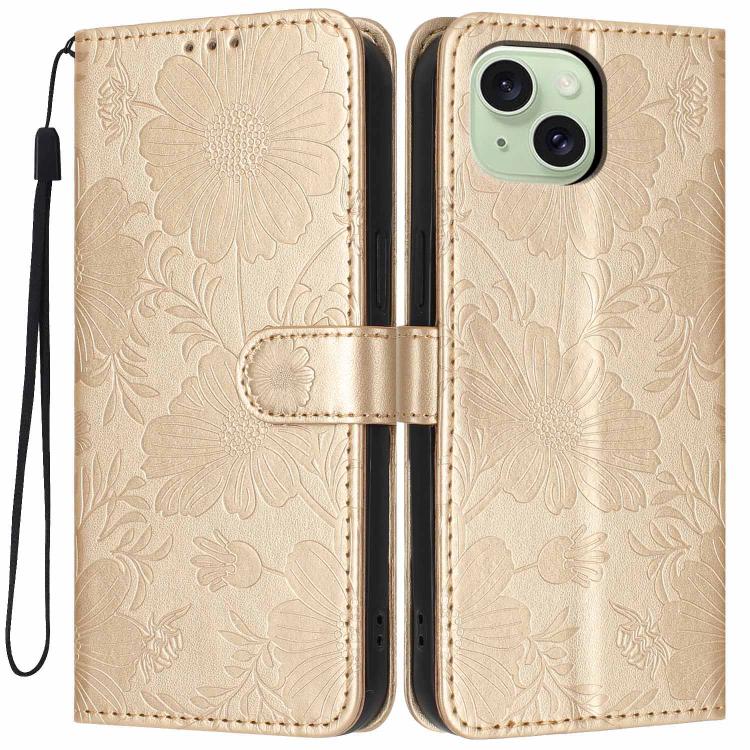 เคสโทรศัพท์หนังมังสวิรัติปั๊มลายดอกทานตะวันพร้อมเชือกสีดำเล็ก สำหรับ iPhone 16, สำหรับ iPhone 15 Pro Max, สำหรับ iPhone 15 Pro, สำหรับ iPhone 15 Plus, สำหรับ iPhone 15, สำหรับ iPhone 14 Plus, สำหรับ iPhone 14, สำหรับ iPhone 14 Pro