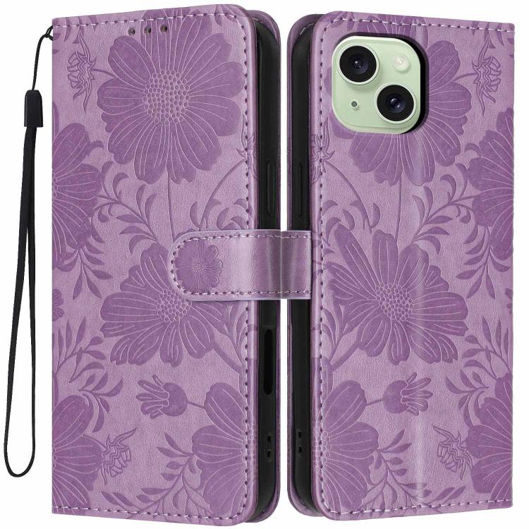 เคสโทรศัพท์หนังมังสวิรัติปั๊มลายดอกทานตะวันพร้อมเชือกสีดำเล็ก สำหรับ iPhone 16, สำหรับ iPhone 15 Pro Max, สำหรับ iPhone 15 Pro, สำหรับ iPhone 15 Plus, สำหรับ iPhone 15, สำหรับ iPhone 14 Plus, สำหรับ iPhone 14, สำหรับ iPhone 14 Pro