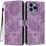 เคสโทรศัพท์หนังวีแกนปั๊มลายดอกทานตะวันพร้อมเชือกสีดำเล็ก สำหรับ iPhone 14 Pro Max, สำหรับ iPhone 13 Pro Max, สำหรับ iPhone 13 Pro, สำหรับ iPhone 13, สำหรับ iPhone 12 / 12 Pro, สำหรับ iPhone 12 Pro Max, สำหรับ iPhone 11 Pro Max, สำหรับ iPhone 11