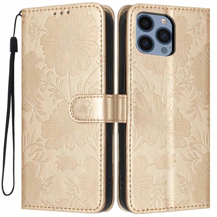 เคสโทรศัพท์หนังวีแกนปั๊มลายดอกทานตะวันพร้อมเชือกสีดำเล็ก สำหรับ iPhone 14 Pro Max, สำหรับ iPhone 13 Pro Max, สำหรับ iPhone 13 Pro, สำหรับ iPhone 13, สำหรับ iPhone 12 / 12 Pro, สำหรับ iPhone 12 Pro Max, สำหรับ iPhone 11 Pro Max, สำหรับ iPhone 11