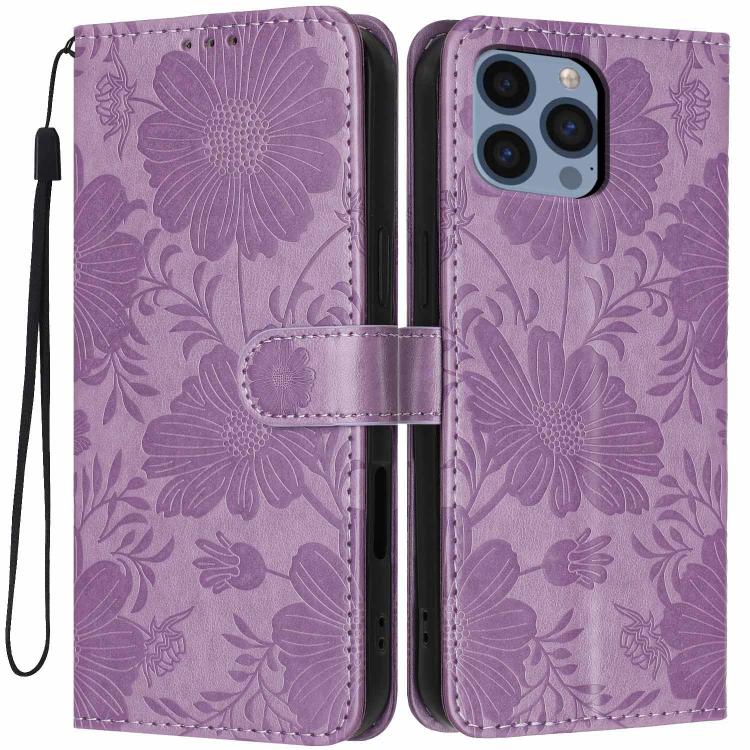 เคสโทรศัพท์หนังวีแกนปั๊มลายดอกทานตะวันพร้อมเชือกสีดำเล็ก สำหรับ iPhone 14 Pro Max, สำหรับ iPhone 13 Pro Max, สำหรับ iPhone 13 Pro, สำหรับ iPhone 13, สำหรับ iPhone 12 / 12 Pro, สำหรับ iPhone 12 Pro Max, สำหรับ iPhone 11 Pro Max, สำหรับ iPhone 11