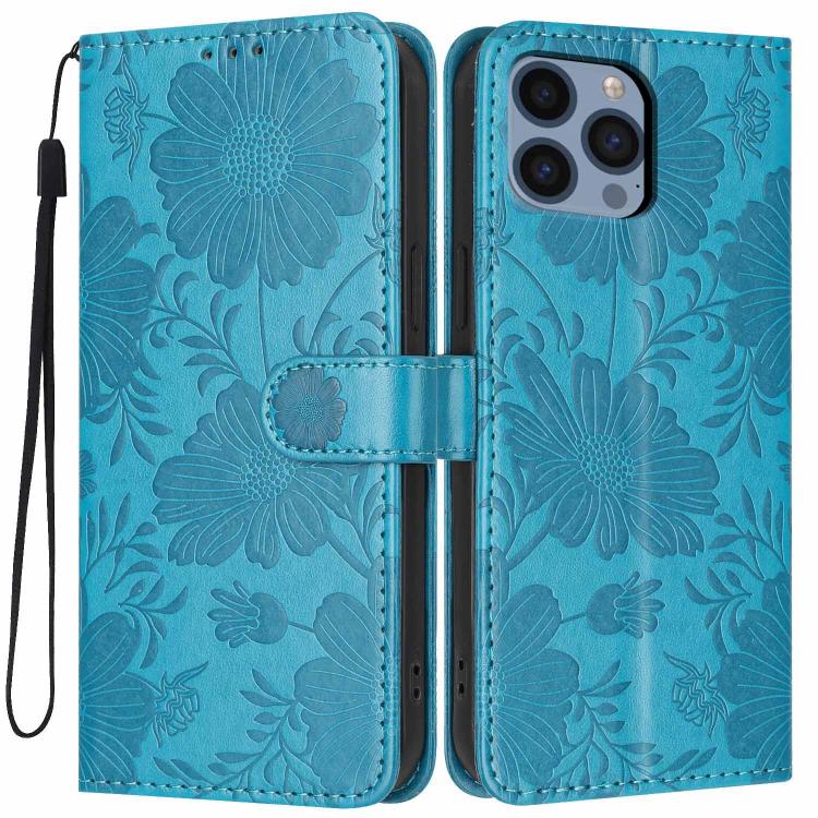 เคสโทรศัพท์หนังวีแกนปั๊มลายดอกทานตะวันพร้อมเชือกสีดำเล็ก สำหรับ iPhone 14 Pro Max, สำหรับ iPhone 13 Pro Max, สำหรับ iPhone 13 Pro, สำหรับ iPhone 13, สำหรับ iPhone 12 / 12 Pro, สำหรับ iPhone 12 Pro Max, สำหรับ iPhone 11 Pro Max, สำหรับ iPhone 11